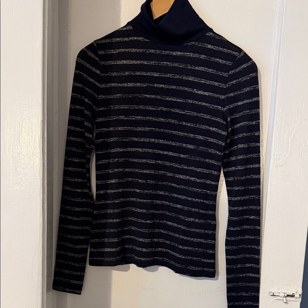 Rag & Bone Navy Striped Turtleneck Sweater